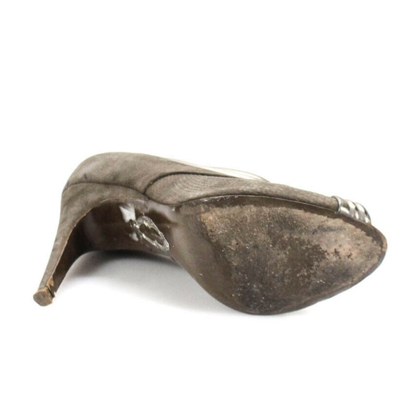 Elie Tahari Peep Toe Pumps Heels Suede Leather 37 - Picture 4 of 5